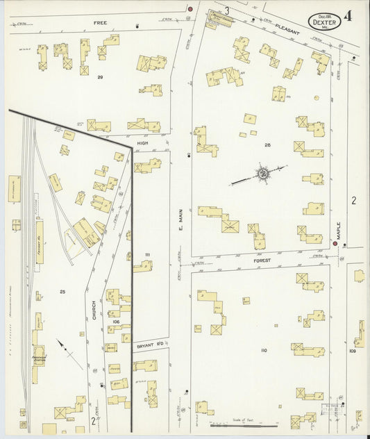Sanborn Fire Insurance Map from Dexter, Penobscot County, Maine (1911), Sheet #0004 - Historic Sanborn Fire Insurance Map Print, vintage old map wall art, antique decor, genealogy gift, Maine Maine map