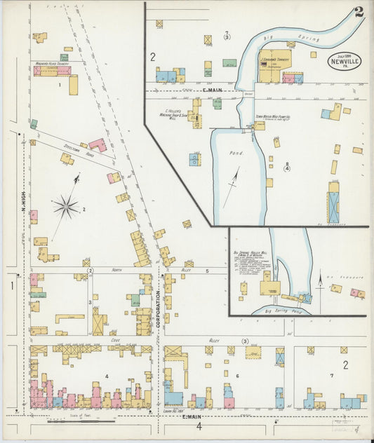Sanborn Fire Insurance Map from Newville, Cumberland County, Pennsylvania (1899), Sheet #0002 - Historic Sanborn Fire Insurance Map Print, vintage old map wall art, antique decor, genealogy gift, Pennsylvania Pennsylvania map