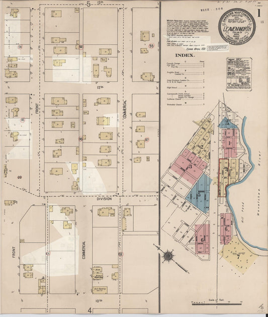 Sanborn Fire Insurance Map from Leavenworth, Chelan County, Washington (1931), Sheet #0001 - Complete Map Set gallery image, historic Sanborn map, vintage wall art, Washington Washington