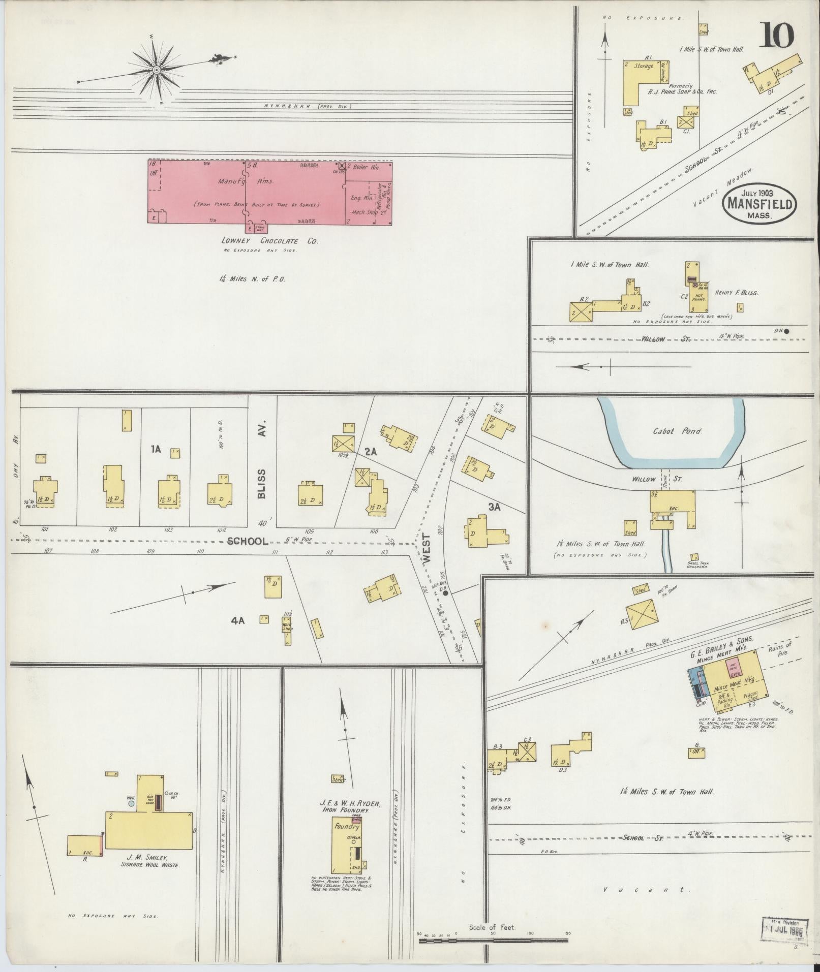 Sanborn Fire Insurance Map from Mansfield, Bristol County, Massachusetts (1903), Sheet #0010 - Complete Map Set gallery image, historic Sanborn map, vintage wall art, Massachusetts Massachusetts