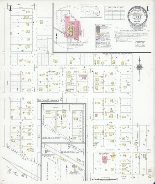 Sanborn Fire Insurance Map from Odell, Gage County, Nebraska (1941), Sheet #0001 - Historic Sanborn Fire Insurance Map Print, vintage old map wall art, antique decor, genealogy gift, Nebraska Nebraska map