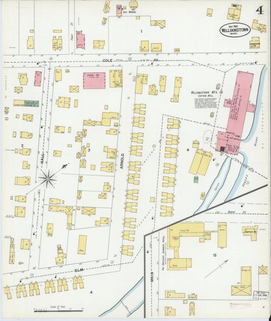Sanborn Fire Insurance Map from Williamstown, Berkshire County, Massachusetts (1901), Sheet #0004 - Historic Sanborn Fire Insurance Map Print, vintage old map wall art, antique decor, genealogy gift, Massachusetts Massachusetts map