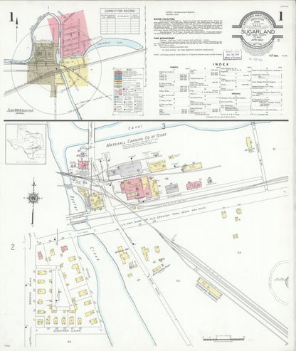 Sanborn Fire Insurance Map from Sugarland, Fort Bend County, Texas (1940), Sheet #0001 - Complete Map Set gallery image, historic Sanborn map, vintage wall art, Texas Texas