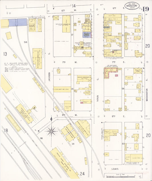 Sanborn Fire Insurance Map from Moscow, Latah County, Idaho (1909), Sheet #0019 - Historic Sanborn Fire Insurance Map Print, vintage old map wall art, antique decor, genealogy gift, Idaho Idaho map