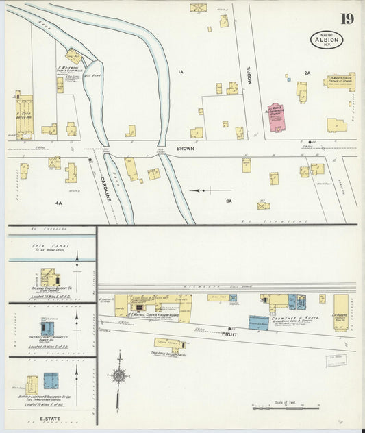 Sanborn Fire Insurance Map from Albion, Orleans County, New York (1911), Sheet #0019 - Historic Sanborn Fire Insurance Map Print, vintage old map wall art, antique decor, genealogy gift, New York New York map