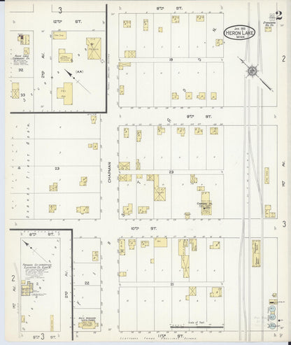 Sanborn Fire Insurance Map from Heron Lake, Jackson County, Minnesota (1913), Sheet #0002 - Complete Map Set gallery image, historic Sanborn map, vintage wall art, Minnesota Minnesota