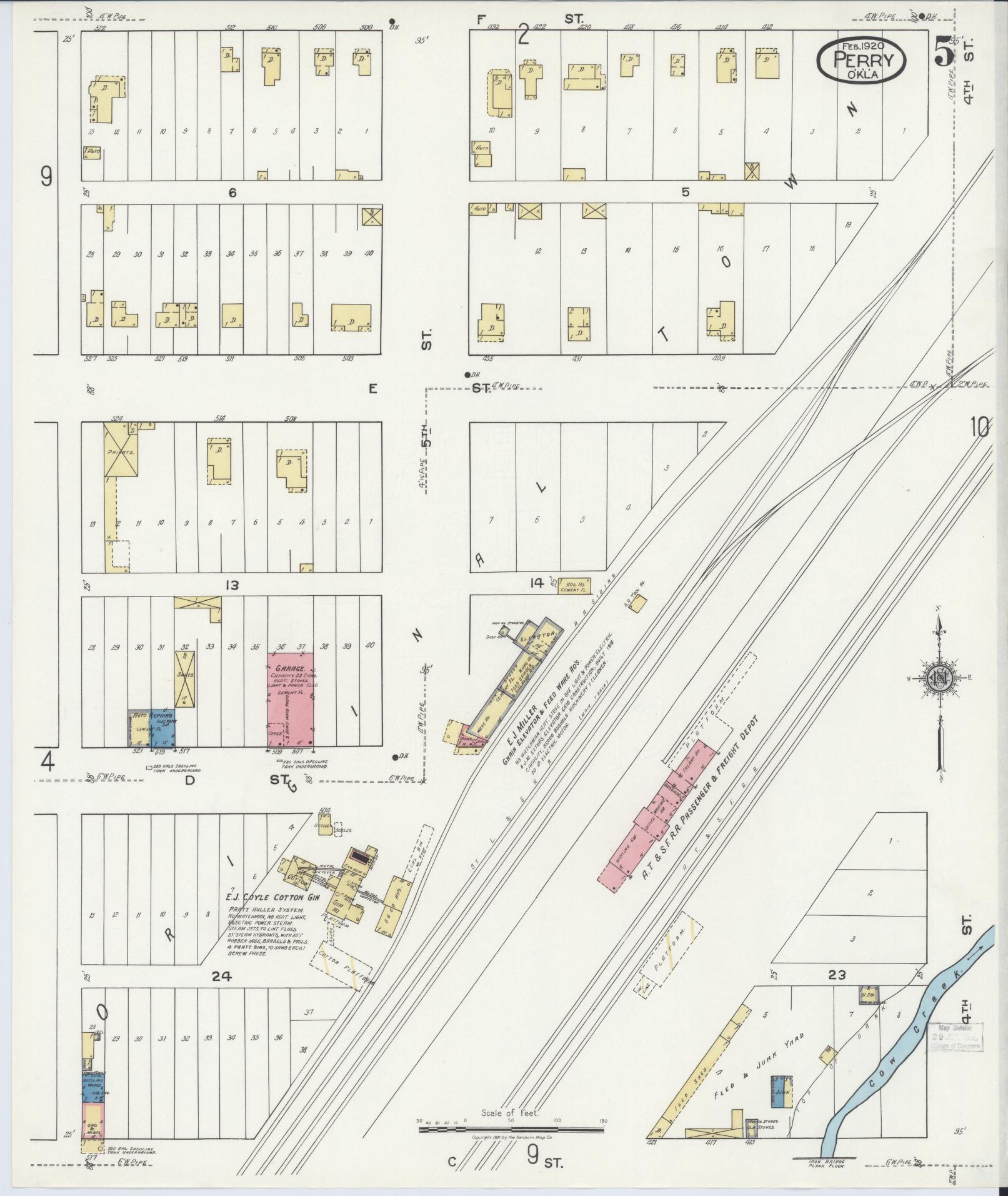 Sanborn Fire Insurance Map from Perry, Noble County, Oklahoma (1920), Sheet #0005 - Complete Map Set gallery image, historic Sanborn map, vintage wall art, Oklahoma Oklahoma