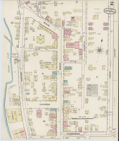 Sanborn Fire Insurance Map from Catskill, Greene County, New York (1884), Sheet #0002 - Historic Sanborn Fire Insurance Map Print, vintage old map wall art, antique decor, genealogy gift, New York New York map