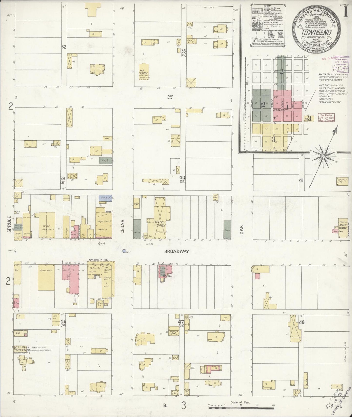 Sanborn Fire Insurance Map from Townsend, Broadwater County, Montana (1908), Sheet #0001 - Complete Map Set gallery image, historic Sanborn map, vintage wall art, Montana Montana