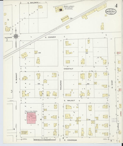 Sanborn Fire Insurance Map from Morenci, Lenawee County, Michigan (1914), Sheet #0004 - Historic Sanborn Fire Insurance Map Print, vintage old map wall art, antique decor, genealogy gift, Michigan Michigan map