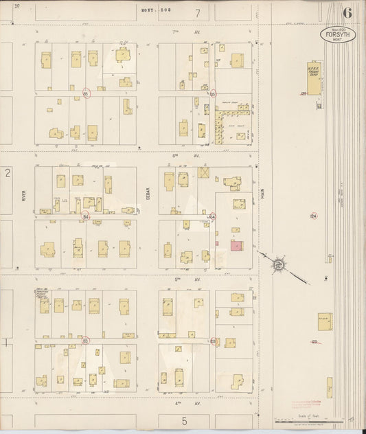 Sanborn Fire Insurance Map from Forsyth, Rosebud County, Montana (1941), Sheet #0006 - Historic Sanborn Fire Insurance Map Print, vintage old map wall art, antique decor, genealogy gift, Montana Montana map
