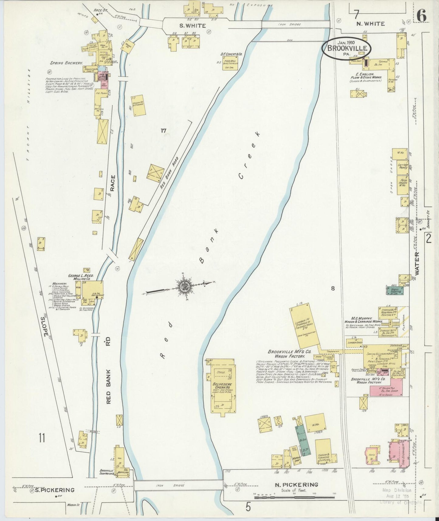 Sanborn Fire Insurance Map from Brookville, Jefferson County, Pennsylvania (1910), Sheet #0006 - Historic Sanborn Fire Insurance Map Print, vintage old map wall art, antique decor, genealogy gift, Pennsylvania Pennsylvania map