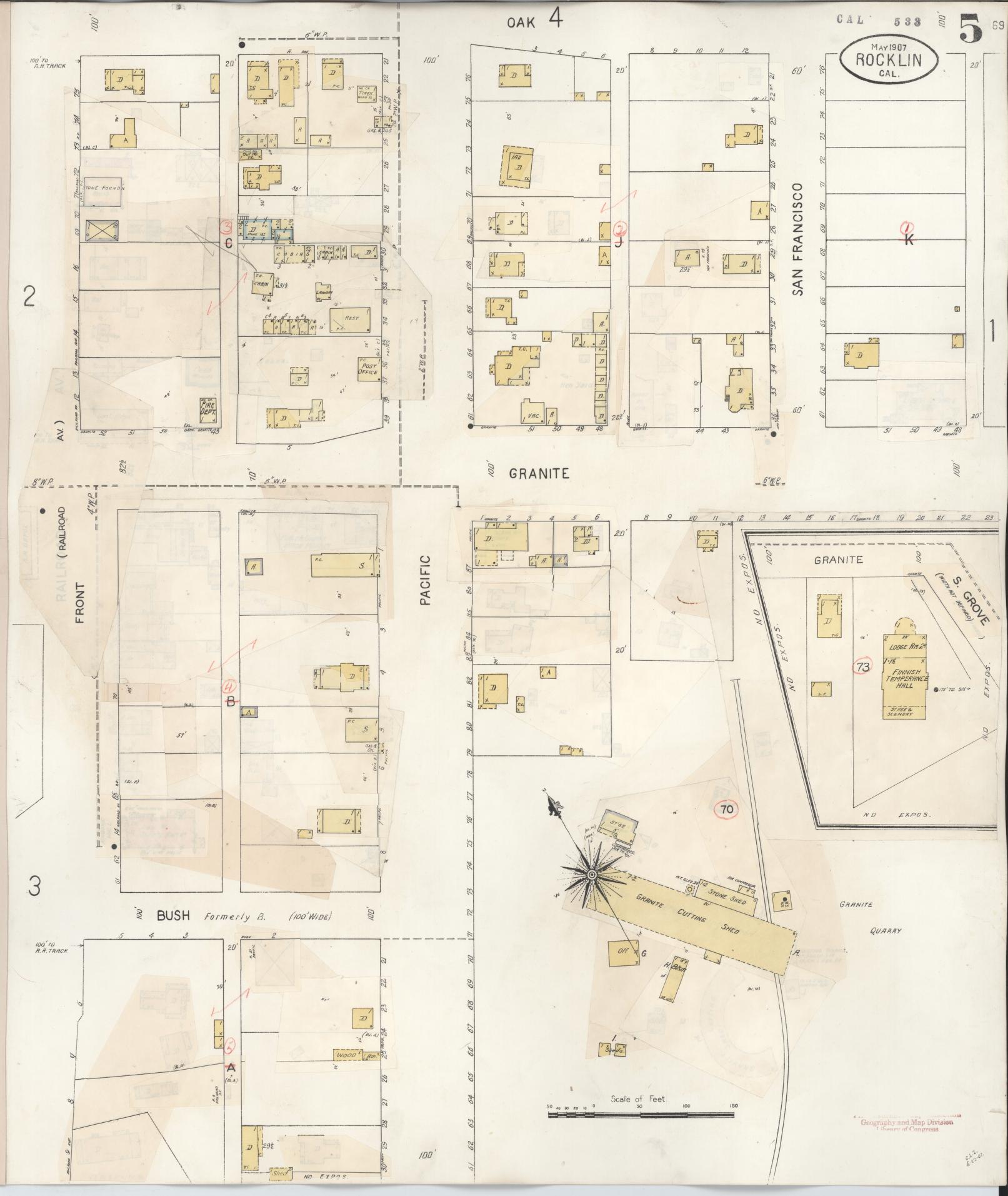 Sanborn Fire Insurance Map from Rocklin, Placer County, California (1941), Sheet #0005 - Complete Map Set gallery image, historic Sanborn map, vintage wall art, California California
