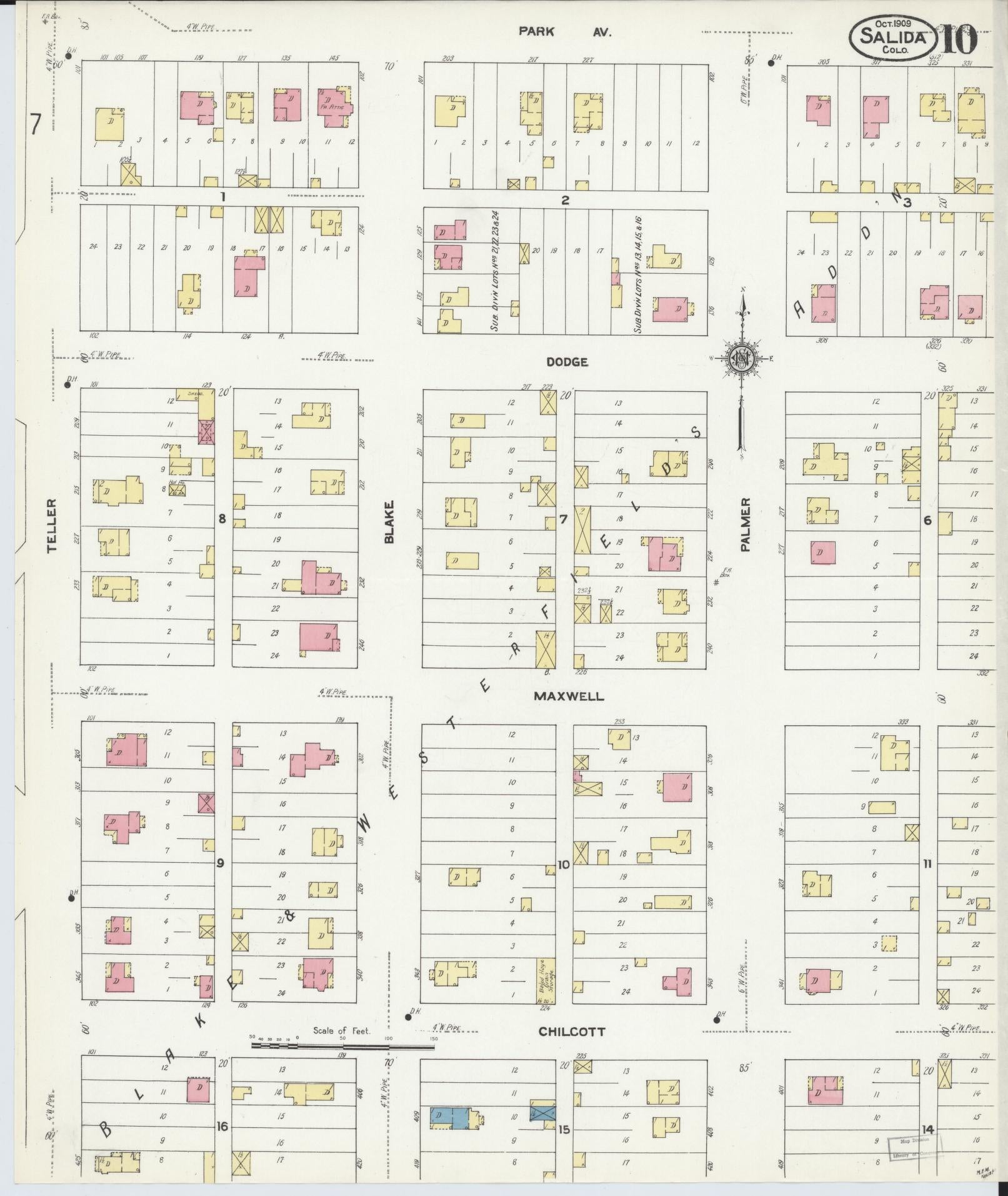 Sanborn Fire Insurance Map from Salida, Chaffee County, Colorado (1909), Sheet #0010 - Historic Sanborn Fire Insurance Map Print, vintage old map wall art, antique decor, genealogy gift, Colorado Colorado map