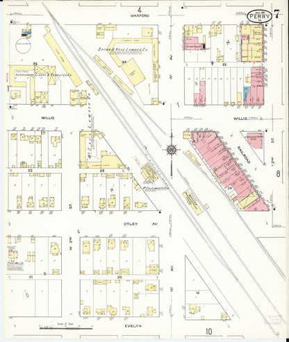 Sanborn Fire Insurance Map from Perry, Dallas County, Iowa (1911), Sheet #0007 - Historic Sanborn Fire Insurance Map Print, vintage old map wall art