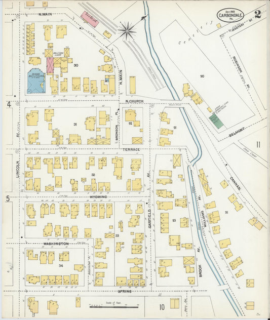 Sanborn Fire Insurance Map from Carbondale, Lackawanna County, Pennsylvania (1903), Sheet #0002 - Historic Sanborn Fire Insurance Map Print, vintage old map wall art, antique decor, genealogy gift, Pennsylvania Pennsylvania map