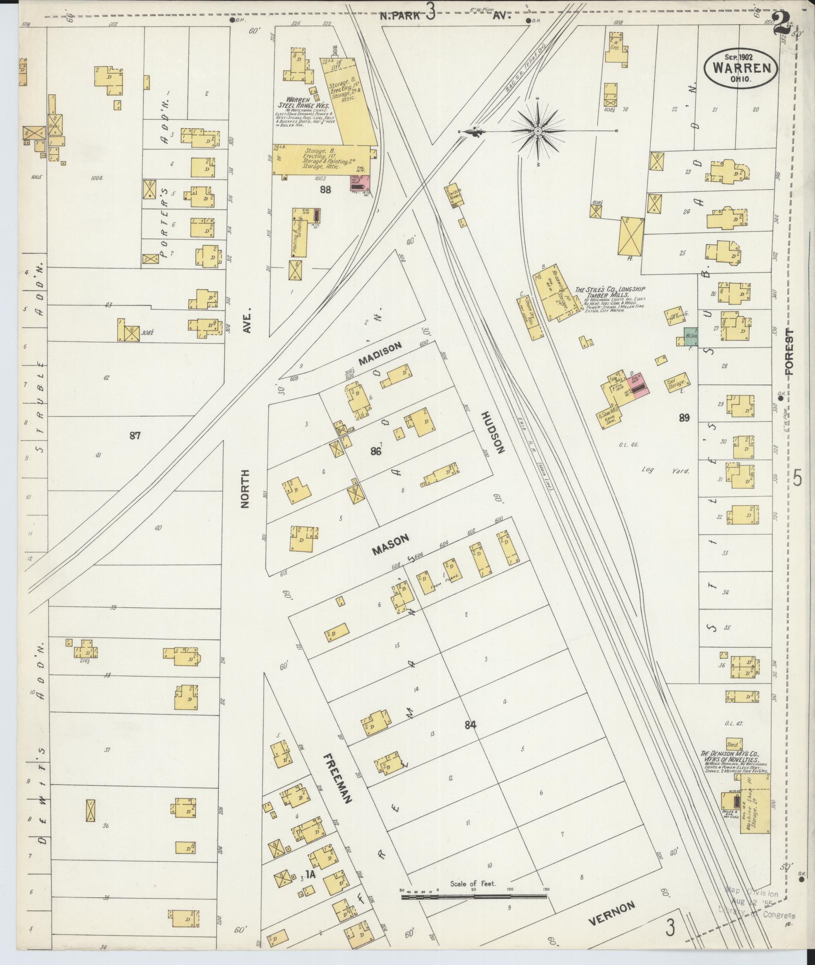 Sanborn Fire Insurance Map from Warren, Trumbull County, Ohio (1902), Sheet #0002 - Complete Map Set gallery image, historic Sanborn map, vintage wall art, Ohio Ohio