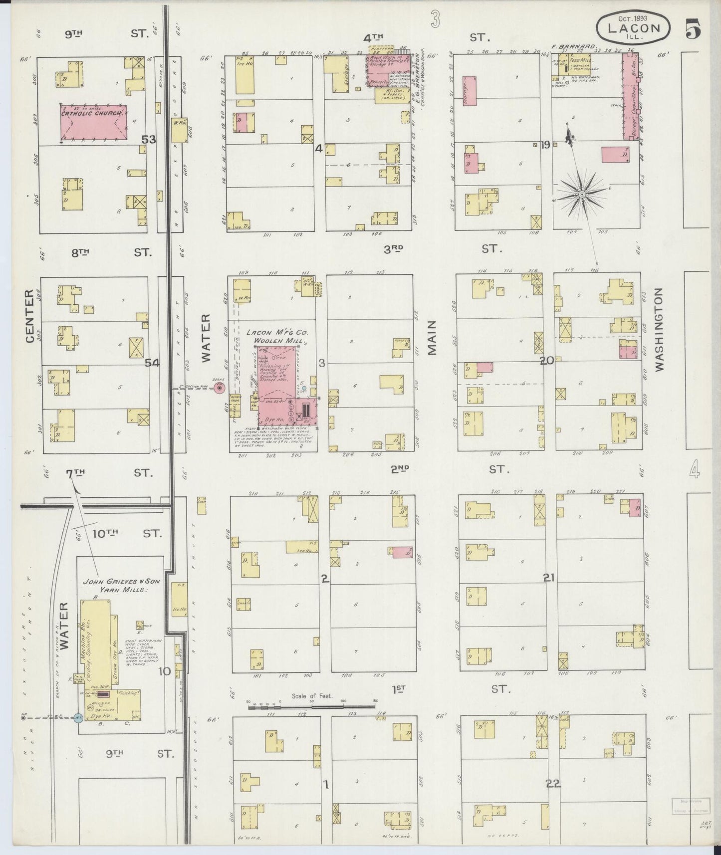 Sanborn Fire Insurance Map from Lacon, Marshall County, Illinois (1893), Sheet #0005 - Complete Map Set gallery image, historic Sanborn map, vintage wall art, Illinois Illinois