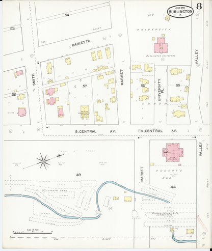 Sanborn Fire Insurance Map from Burlington, Des Moines County, Iowa (1892), Sheet #0008 - Historic Sanborn Fire Insurance Map Print