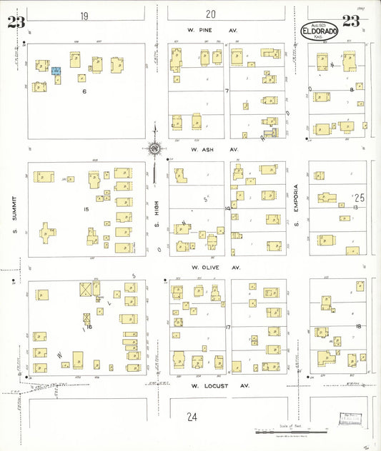 Sanborn Fire Insurance Map from El Dorado, Butler County, Kansas (1923), Sheet #0023 - Historic Sanborn Fire Insurance Map Print, vintage old map wall art, antique decor, genealogy gift, Kansas Kansas map