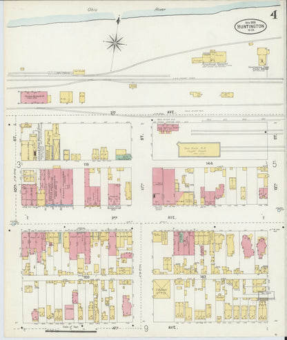 Sanborn Fire Insurance Map from Huntington, Cabell County, West Virginia (1898), Sheet #0004 - Complete Map Set gallery image, historic Sanborn map, vintage wall art, West Virginia West Virginia