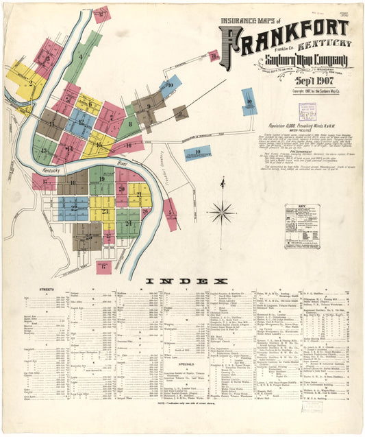 Sanborn Fire Insurance Map from Frankfort, Franklin County, Kentucky. (1907) – Historic Sanborn Fire Insurance Map Print