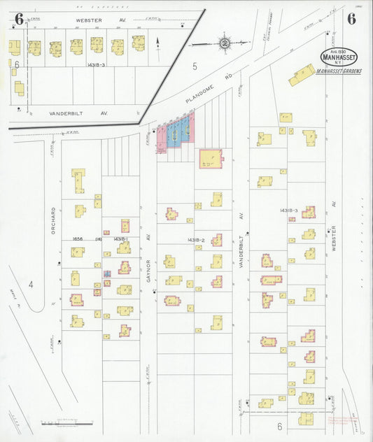 Sanborn Fire Insurance Map from Manhasset, Nassau County, New York (1930), Sheet #0006 - Historic Sanborn Fire Insurance Map Print, vintage old map wall art, antique decor, genealogy gift, New York New York map