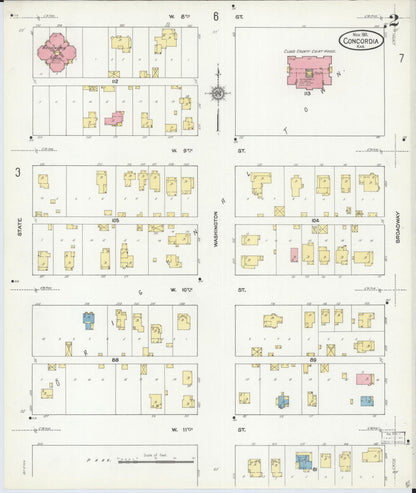 Sanborn Fire Insurance Map from Concordia, Cloud County, Kansas (1911), Sheet #0002 - Complete Map Set gallery image, historic Sanborn map, vintage wall art, Kansas Kansas
