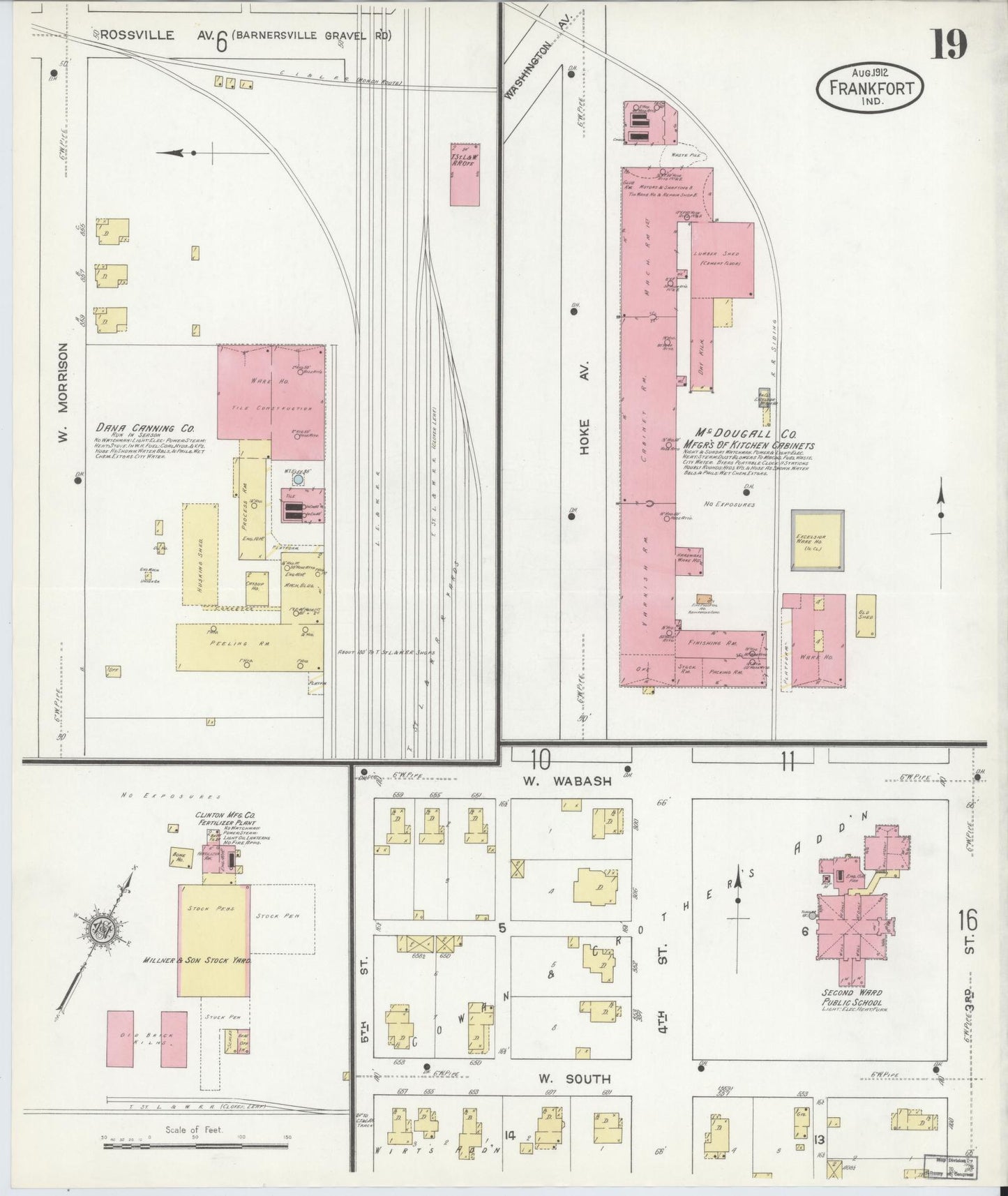 Sanborn Fire Insurance Map from Frankfort, Clinton County, Indiana (1912), Sheet #0019 - Complete Map Set gallery image, historic Sanborn map, vintage wall art, Indiana Indiana