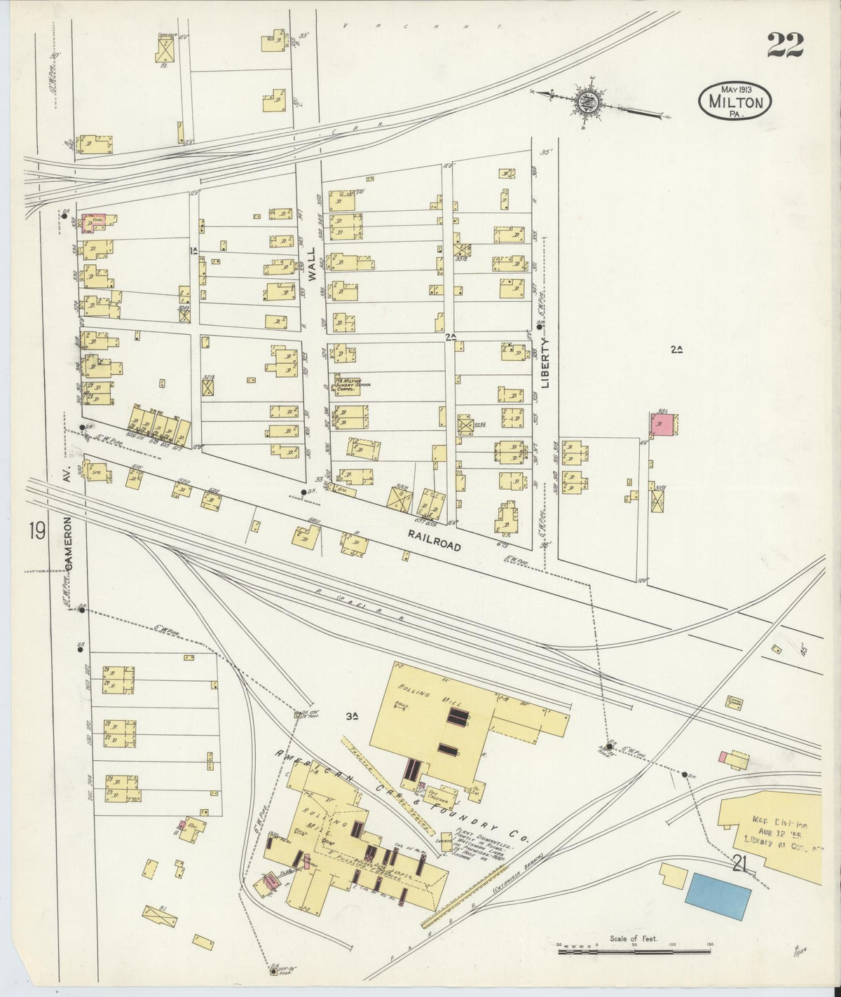 Sanborn Fire Insurance Map from Milton, Northumberland County, Pennsylvania (1913), Sheet #0022 - Complete Map Set gallery image, historic Sanborn map, vintage wall art, Pennsylvania Pennsylvania