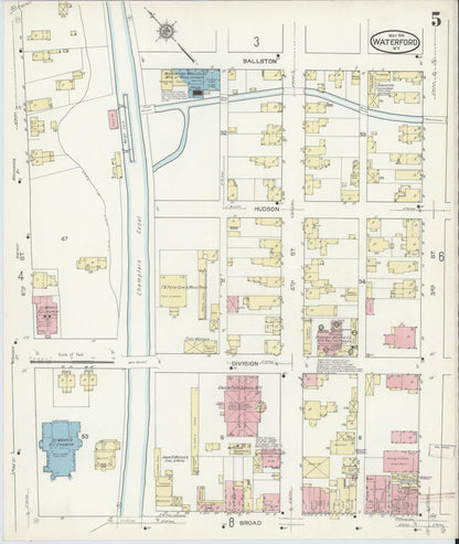 Sanborn Fire Insurance Map from Waterford, Saratoga County, New York (1914), Sheet #0005 - Complete Map Set gallery image, historic Sanborn map, vintage wall art, New York New York