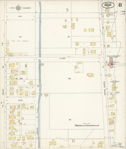 Sanborn Fire Insurance Map from Baker, Baker County, Oregon (1911), Sheet #0008 - Complete Map Set gallery image, historic Sanborn map, vintage wall art, Oregon Oregon