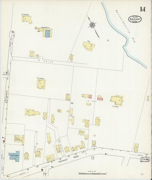 Sanborn Fire Insurance Map from Nahant, Essex County, Massachusetts (1914), Sheet #0014 - Historic Sanborn Fire Insurance Map Print, vintage old map wall art, antique decor, genealogy gift, Massachusetts Massachusetts map