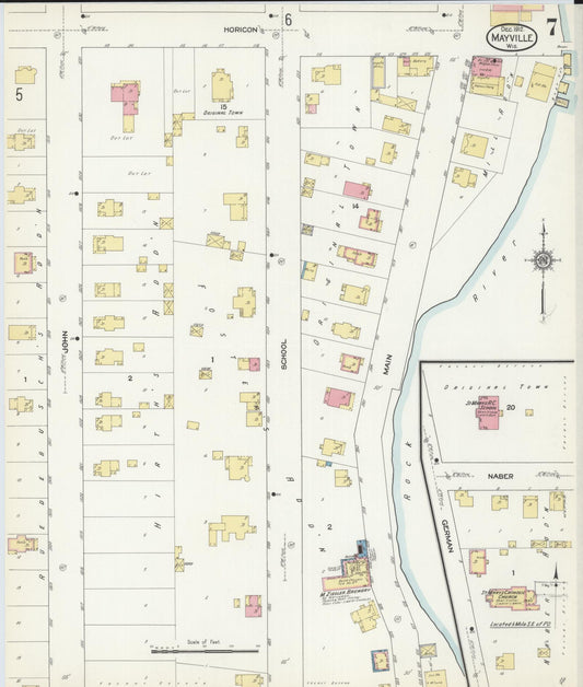 Sanborn Fire Insurance Map from Mayville, Dodge County, Wisconsin (1912), Sheet #0007 - Historic Sanborn Fire Insurance Map Print, vintage old map wall art, antique decor, genealogy gift, Wisconsin Wisconsin map
