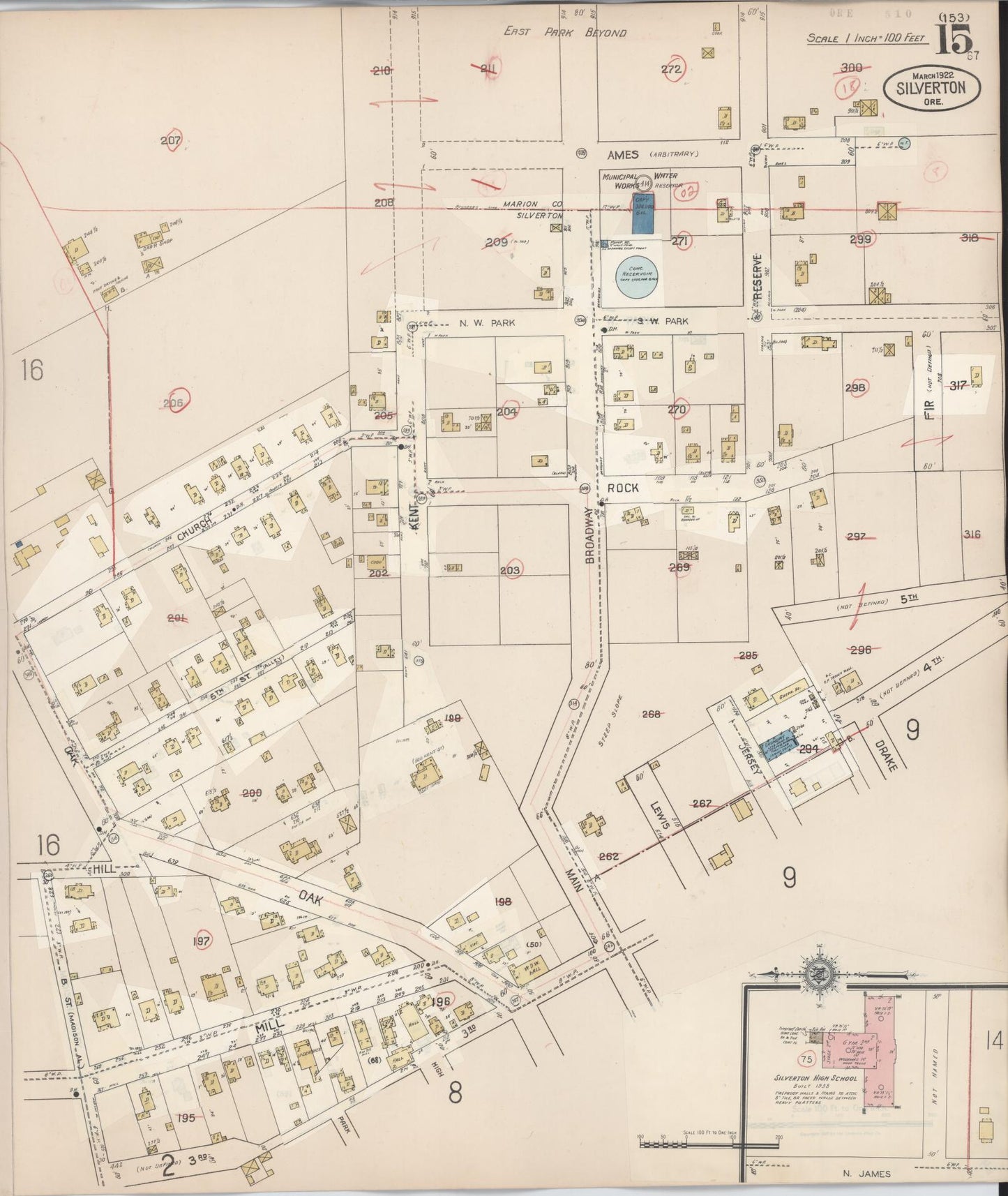Sanborn Fire Insurance Map from Silverton, Marion County, Oregon (1939), Sheet #0015 - Complete Map Set gallery image, historic Sanborn map, vintage wall art, Oregon Oregon