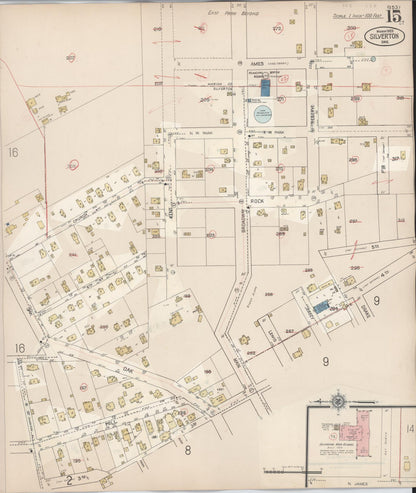 Sanborn Fire Insurance Map from Silverton, Marion County, Oregon (1939), Sheet #0015 - Complete Map Set gallery image, historic Sanborn map, vintage wall art, Oregon Oregon