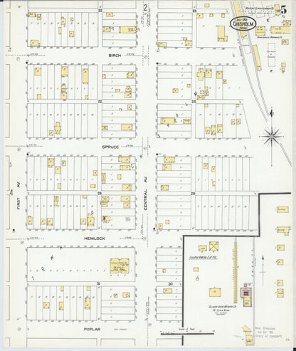 Sanborn Fire Insurance Map from Chisholm, Saint Louis County, Minnesota (1909), Sheet #0005 - Historic Sanborn Fire Insurance Map Print, vintage old map wall art, antique decor, genealogy gift, Minnesota Minnesota map