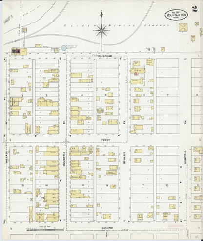 Sanborn Fire Insurance Map from Mountain Iron, Saint Louis County, Minnesota (1906), Sheet #0002 - Historic Sanborn Fire Insurance Map Print, vintage old map wall art, antique decor, genealogy gift, Minnesota Minnesota map