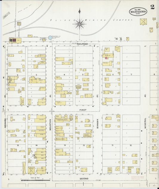Sanborn Fire Insurance Map from Mountain Iron, Saint Louis County, Minnesota (1906), Sheet #0002 - Historic Sanborn Fire Insurance Map Print, vintage old map wall art, antique decor, genealogy gift, Minnesota Minnesota map