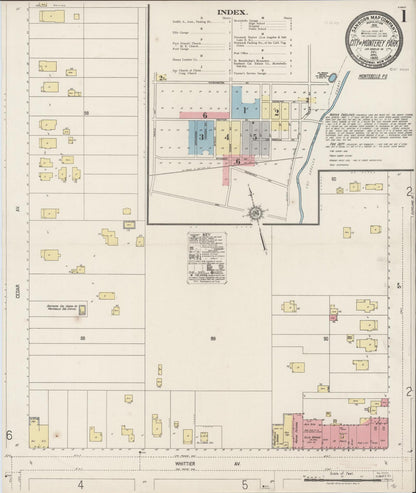 Sanborn Fire Insurance Map from Monterey Park, Los Angeles County, California (1920), Sheet #0001 - Historic Sanborn Fire Insurance Map Print, vintage old map wall art, antique decor, genealogy gift, California California map
