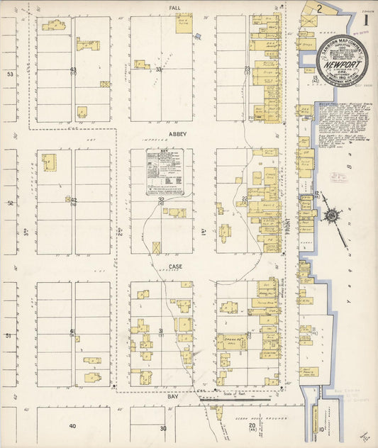 Sanborn Fire Insurance Map from Newport, Lincoln County, Oregon (1910), Sheet #0001 - Historic Sanborn Fire Insurance Map Print, vintage old map wall art, antique decor, genealogy gift, Oregon Oregon map