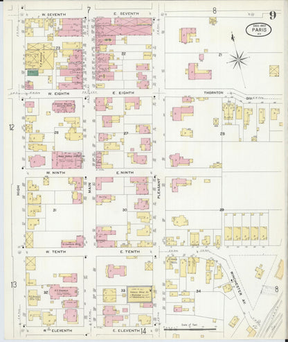 Sanborn Fire Insurance Map from Paris, Bourbon County, Kentucky (1907), Sheet #0009 - Complete Map Set gallery image, historic Sanborn map, vintage wall art, Kentucky Kentucky