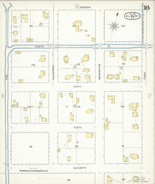 Sanborn Fire Insurance Map from Albany, Linn County, Oregon (1895), Sheet #0016 - Historic Sanborn Fire Insurance Map Print, vintage old map wall art, antique decor, genealogy gift, Oregon Oregon map