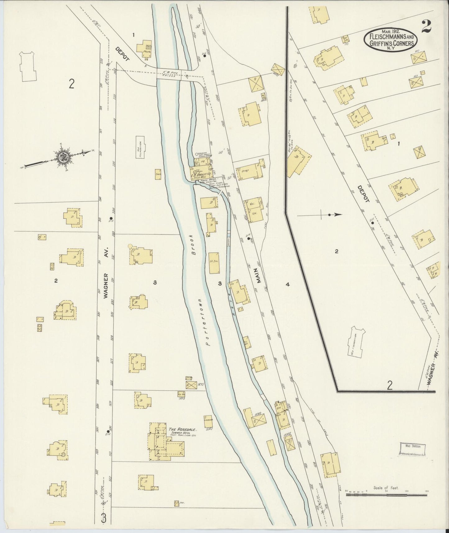 Sanborn Fire Insurance Map from Fleischmanns, Delaware County, New York (1912), Sheet #0002 - Complete Map Set gallery image, historic Sanborn map, vintage wall art, Fleischmanns Delaware
