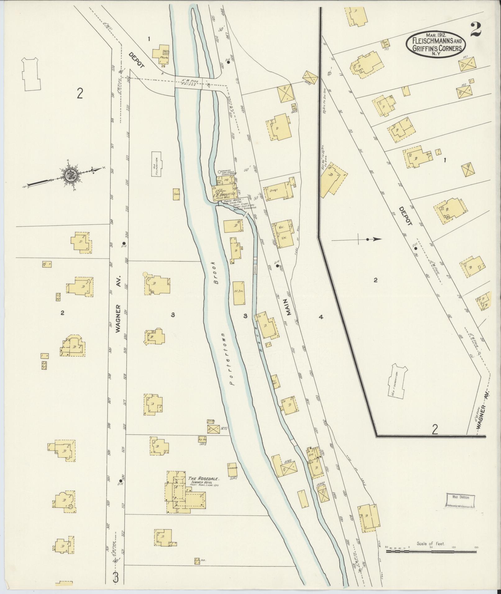 Sanborn Fire Insurance Map from Fleischmanns, Delaware County, New York (1912), Sheet #0002 - Complete Map Set gallery image, historic Sanborn map, vintage wall art, Fleischmanns Delaware