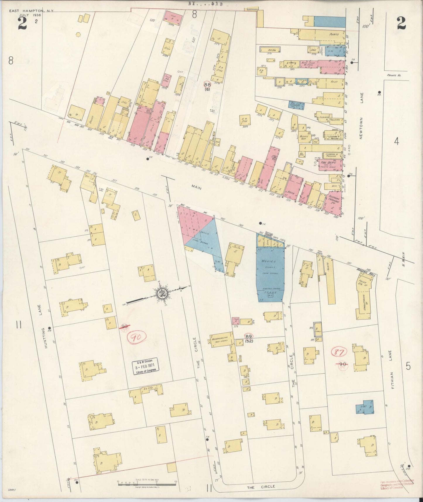 Sanborn Fire Insurance Map from Easthampton, Suffolk County, New York (1943), Sheet #0002 - Complete Map Set gallery image, historic Sanborn map, vintage wall art, New York New York