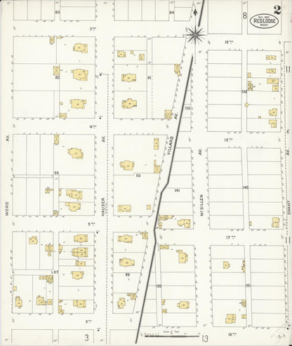 Sanborn Fire Insurance Map from Red Lodge, Carbon County, Montana (1907), Sheet #0002 - Complete Map Set gallery image, historic Sanborn map, vintage wall art, Montana Montana