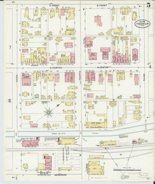 Sanborn Fire Insurance Map from Franklin, Warren County, Ohio (1898), Sheet #0005 - Historic Sanborn Fire Insurance Map Print, vintage old map wall art, antique decor, genealogy gift, Ohio Ohio map