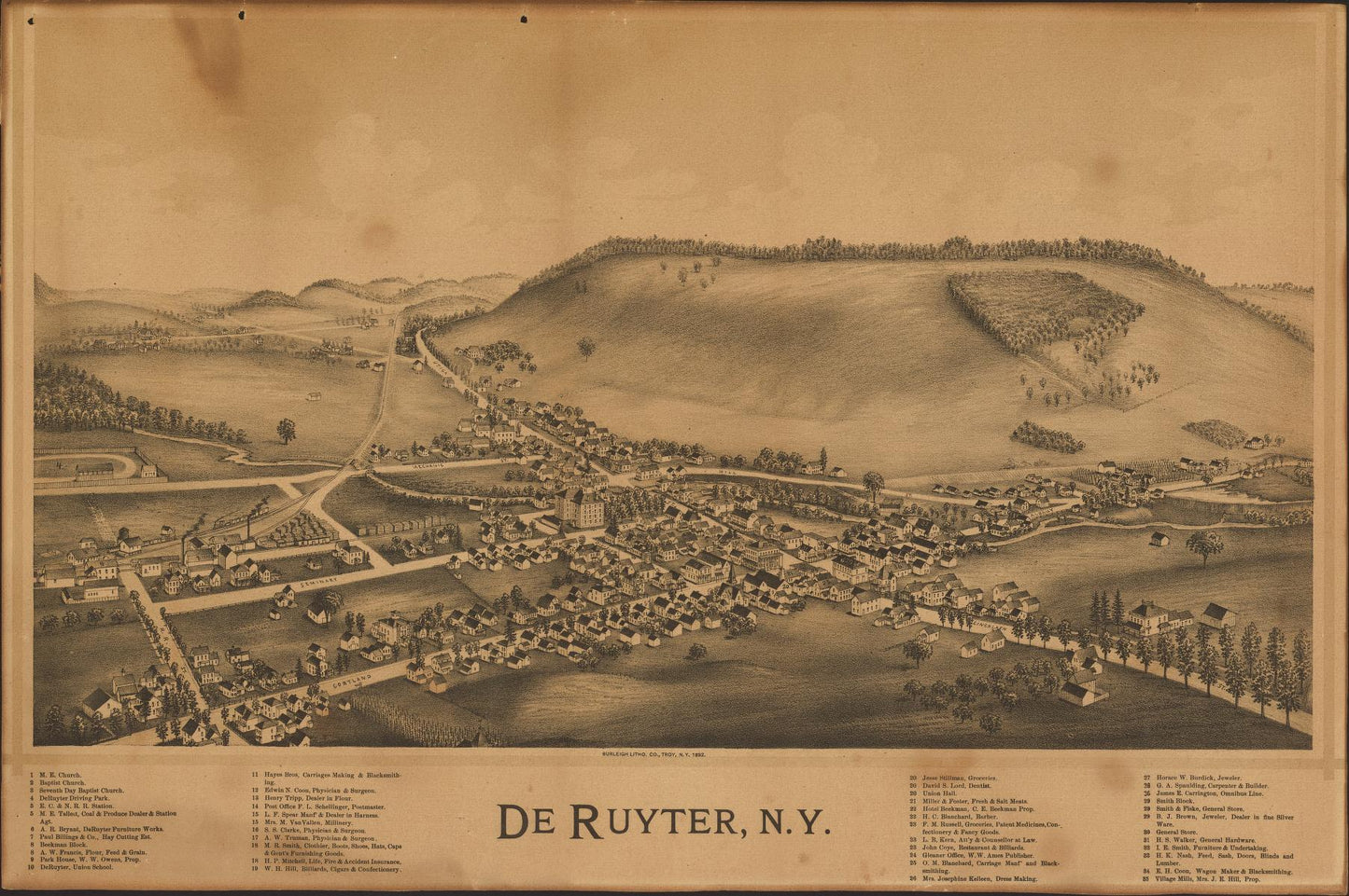 De Ruyter, N.Y. (1892) – Historic Bird’s-Eye View Panorama Print
