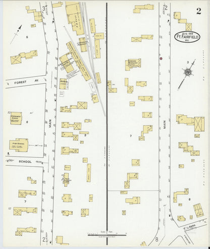 Sanborn Fire Insurance Map from Fort Fairfield, Aroostook County, Maine (1919), Sheet #0002 - Complete Map Set gallery image, historic Sanborn map, vintage wall art, Maine Maine
